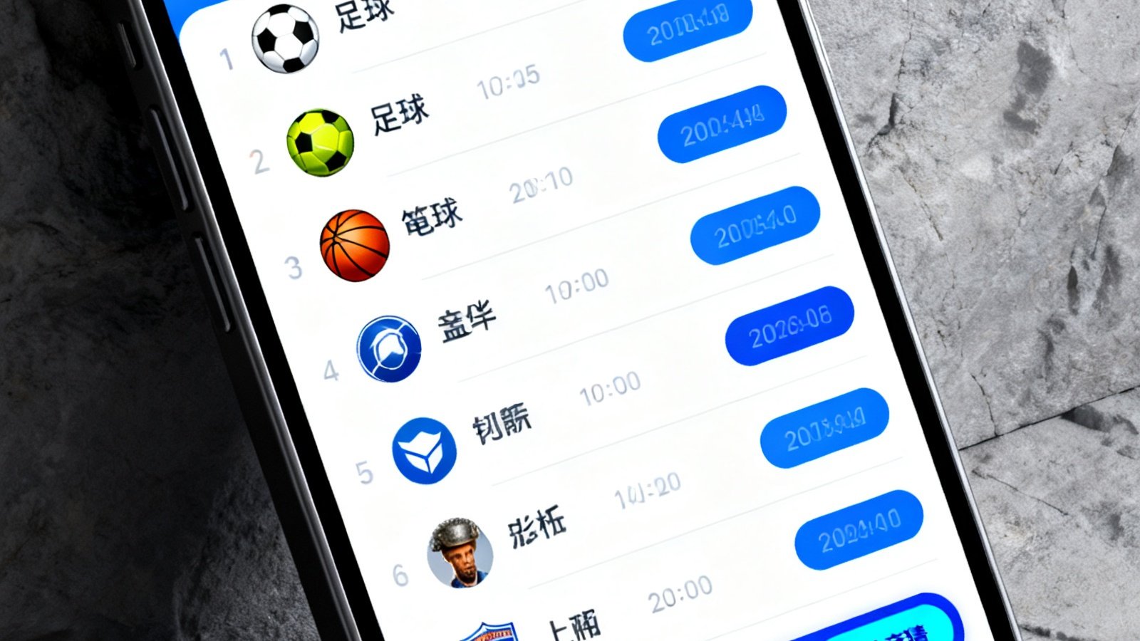 爱游戏APP在智能手机上的界面展示，包含足球、篮球、电竞等赛事列表，以及互动竞猜入口。